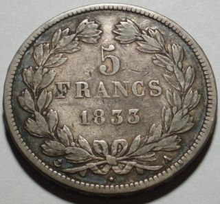 Sized Original Silver Five Francs Paris Mint Louis Philippe I