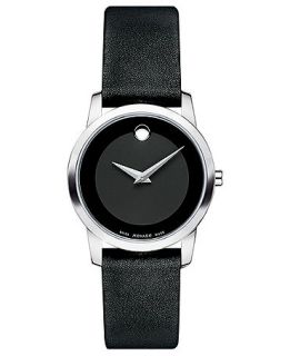 Movado Watch, Womens Swiss Museum Black Leather Strap 28mm 0606503