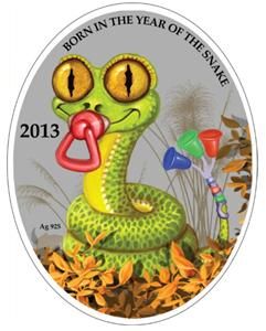 Niue 2013 1$ Lunar Calendar Year of The Snake Baby Snake Silver Coin