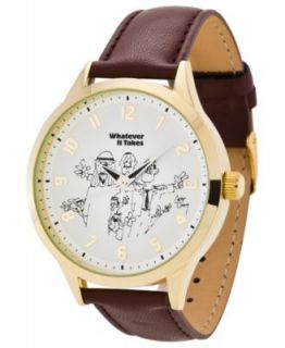 Whatever It Takes Watch, Mens George Clooney Brown Leather Strap 42mm