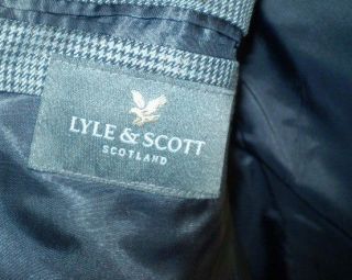 LYLE & SCOTT Gray Houndstooth Silk Sport Coat Blazer Jacket 42R 42 R