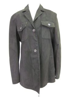 Luciano Barbera Green Suede Button Up Jacket Coat Sz 46