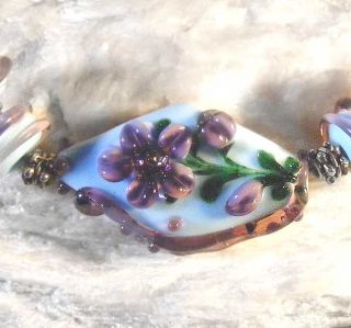GRAPE SPRING FLOWER ~ Handmade Lampwork bead set by Lynn SRA