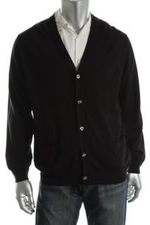 Lyman Black Wool Button Front Long Sleeve V Neck Cardigan Sweater L