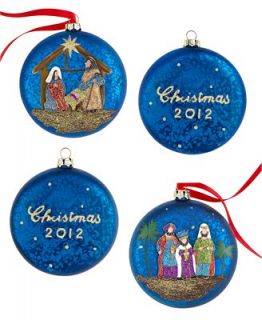 Holiday Lane Christmas Ornaments, Set of 2 Blue Nativity Disk