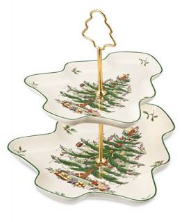 Spode Serveware, Christmas Tree Sculpted 2 Tier Tray