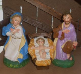 Vintage Christmas Italy Creche Nativity 12 PC Set Hand Painted Paper