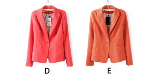 Fit Candy Colors One Button Long Sleeve Suit Blazer Jacket LUJ
