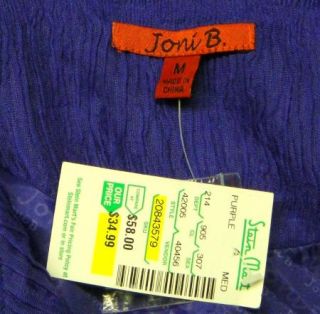New Joni B Size M Crinkle Purple Textured Silver Toggle Jacket Blazer