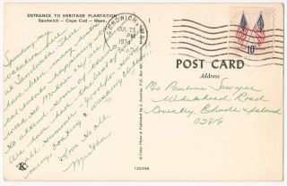 Cape Cod Mass Postcard Sandwich MA Heritage Plantation