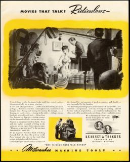 1943 Print Ad Milwaukee Machine Tools Movies That Talk