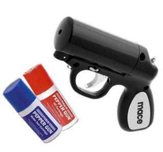 Black Strobe Pepper Spray Gun Mace Self Defense 25 ft. w/ H2O & OC