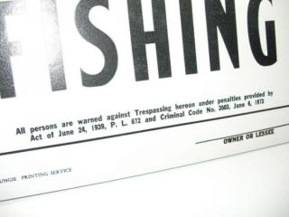 12 Vintage No Fishing Cardboard Signs