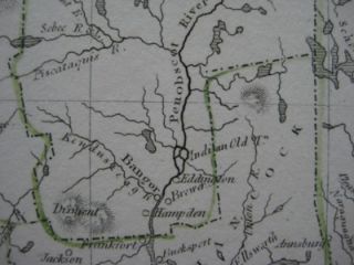 Original 1835 Bradford Map Maine Aroostook War Cumberland Oxford Canal
