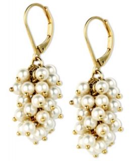 Anne Klein Earrings, Gold Tone Imitation Pearl Shaky Drop Earrings