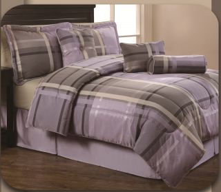 11 Piece Queen Madrid Purple Bed in A Bag Bedding Set
