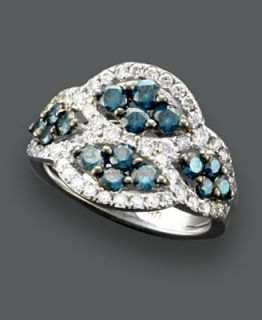 Bella Bleu by Effy Collection Diamond Ring, 14k White Gold Blue and