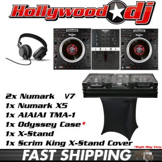 Complete DJ Package 2 V7 Controller x5 Mixer Aiaiai TMA 1 Case Stand