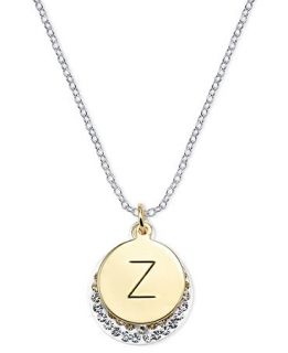 14k Gold and Silver Plated Necklace, Crystal Z Pendant   Necklaces