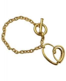 Tahari Bracelet, 14k Gold Plated Link Heart Charm Bracelet