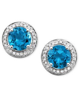 14k White Gold Earrings, Blue Topaz (3 1/4 ct. t.w.) and Diamond (1/5