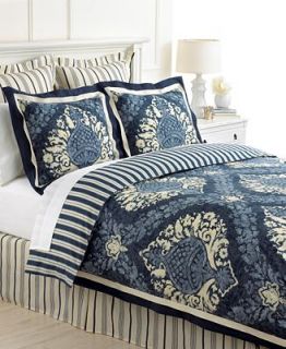 Martha Stewart Collection Bedding, Indigo Damask 6 Piece Comforter or