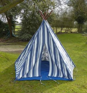 Wigwam Teepee Play Tent Canvas Blue Stripes BNIB