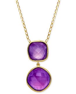 18k Gold Over Sterling Silver Necklace, Amethyst Pendant (24 1/4 ct. t