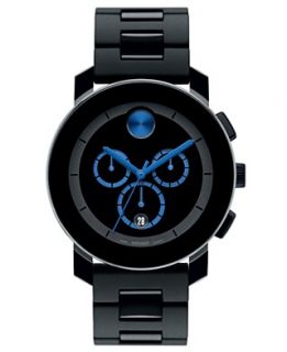 Movado Watch, Swiss Chronograph Bold Large Black Polyurethane Bracelet