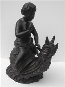 Maitland Smith Boy Riding on Snail Bronze Sculpture Statue Figurine
