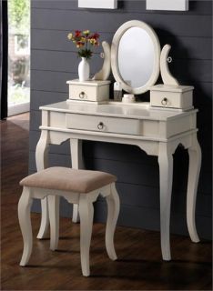 Black White Cherry Oak Make Up Vanity Table Set Dresser Wood Stool
