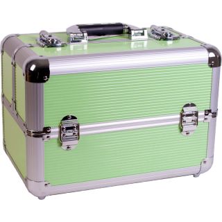 Stripe Finish Large Cosmetic Case Makeup Box AB01 Green