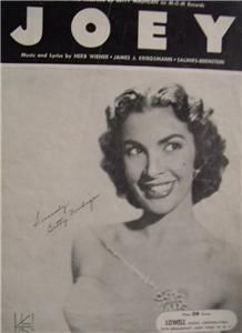 Joey Sheet Music with Printed Autograph of Betty Madigan 1954