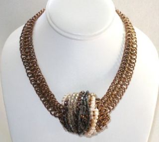 Chicos Malinda Metallic Beaded Necklace $88 Sold Out