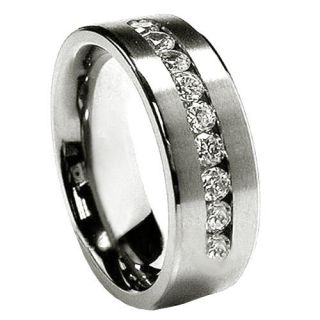 Nine CZ Stainless Steel 8mm Mens Wedding Bands Rings Size 9 10 11 12