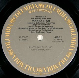 Manhattan Woody Allen Original Soundtrack 1979 Masterworks LP Gershwin