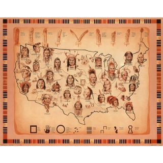Native American Tribes Map Poster Indians 16x20