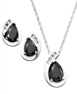 Sterling Silver Jewelry Set, Onyx (5 1/5 ct. t.w.) and White Topaz (3