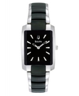 Bulova Watch, Womens Black Plated Stainless Steel Bracelet 24mm