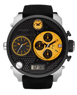 Diesel Watch, Analog Digital Black Canvas Bracelet 66x57mm DZ7234