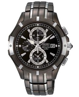 Seiko Watch, Mens Chronograph Black Ion Plated Stainless Steel