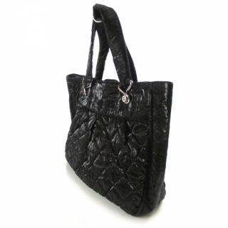 Chanel Nylon Quilted Le Marais Tote Bag Black Hobo CC