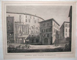 1843 Moschetti Etching Rome Theatre of Marcellus RARE