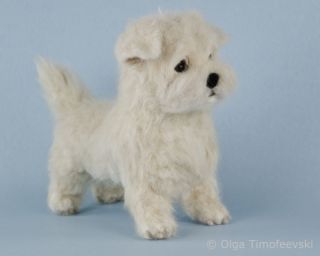 Maltese Puppy Coco Needle Felted OOAK Dog Figurine by Toby Award