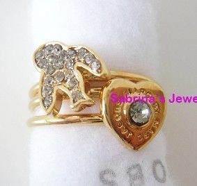 Auth New Marc by Marc Jacobs Dove Heart Ring Set RARE