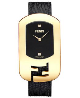 Fendi Watch, Womens Swiss Chameleon Diamond Accent Black Leather