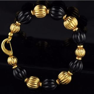 Vintage Maria Menarini 18K Gold Black Onyx Bracelet