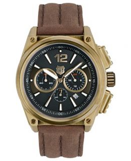 Andrew Marc Watch, Mens Chronograph GIII Racer Brown Leather Strap