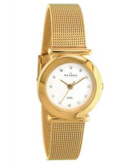 DKNY Watch, Womens Gold Ion Plated Stainless Steel Mesh Bracelet 28mm