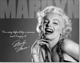 Marilyn Monroe IM Very Definitely A Woman and I Enjoy It Tin Metal